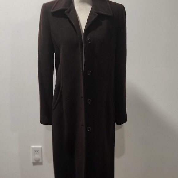 Via Spiga Size 4 (6) Made in Ukraine, 100 % Wool Dark Espresso Mid-Length Coat - Picture 6 of 7